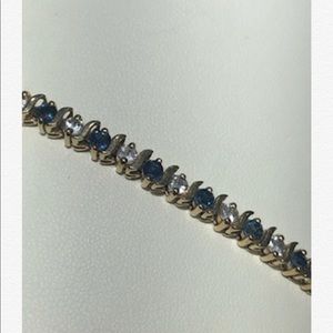 White & Blue Sapphire Tennis Bracelet